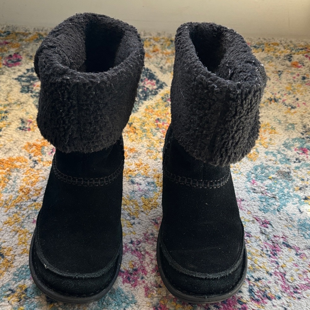 Clarks Black Suede Cozy Boots